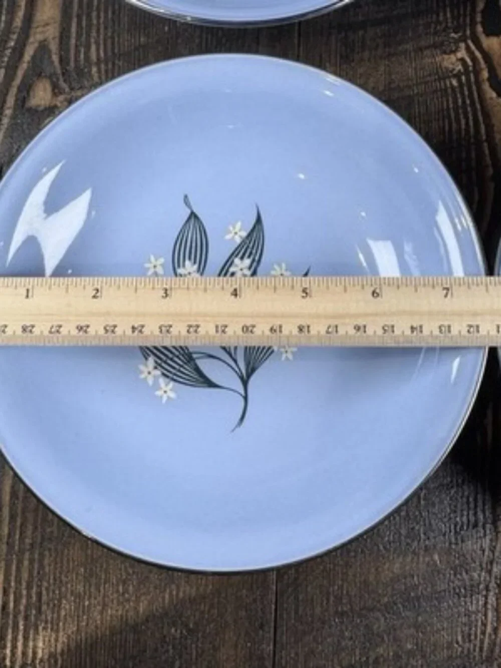 Set of 4 Homer Laughlin Skytone Blue 7.5” Soup Bowl Stardust Blue MCM Leaves‎